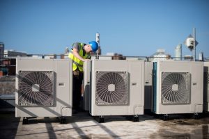 air conditioning installation on rooftop